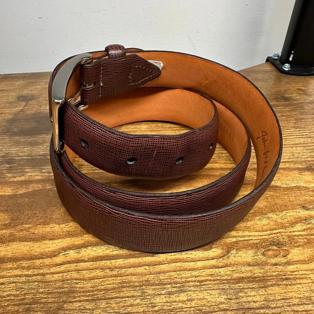 John W Nordstrom‎ Mens Brown Textured Leather Belt USA Made 38 95 132446